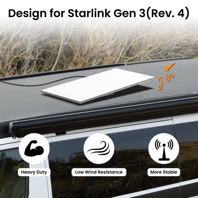 STARGEAR for Starlink Gen 3 Mobility Mount  Semi-Permanent for Starlink Mount Gen 3  Anti Theft Standard V3 Dish Flat Mounts for RV Vehicle Boat Truck Aluminum Alloy - Image 2